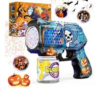 PANACARE Macchina per Bolle di Halloween, Pistola per Bolle Fantasma con Soluzione di Bubble/10000+ Bubble Minuto/LED, Giocattolo per Bambini per la Decorazione della Festa di Halloween