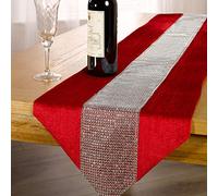 Panache Home Eclat - Runner da tavola in finto velluto, 33 x 228 cm, colore: vino