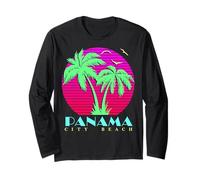 Panama City Beach 80s Palm Trees - Tramonto Estivo Maglia a Manica