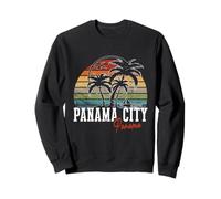 Panama City Retro Tramonto Panama Bandiera Palme Panama Felpa