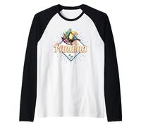 Panama Souvenir Vintage delle Palme retrò Tucano Città Maglia con Maniche Raglan