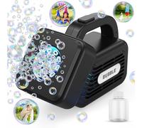 Panamalar Piccola Macchina per Bolle di Sapone, Portatile Macchina Automatica Bolle per Bambini 8000+ Bolle al Minuto con Soluzione Bolle/Luci/10 Fori per Feste Matrimonio All'aperto, Nero