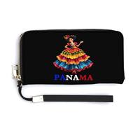 Panamanian Heritage and Pride Portafoglio in pelle alla moda borsa lunga con cinturino da polso per uomo donna, Stile:, 20.0*10.5cm