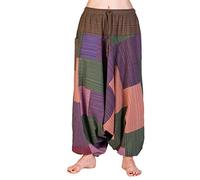 PANASIAM Aladin Pants Cotton 'Lini', Patchwork Brown Tones, L