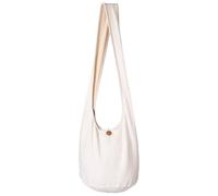 PANASIAM Borsa a tracolla donna & uomo, Modello grande e leggero in cotone, Borsa a spalla con cerniera e tasca interna extra, 2 misure, Accessorio unisex resistente, bianco L