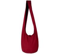 PANASIAM Borsa a tracolla donna & uomo, Modello grande e leggero in cotone, Borsa a spalla con cerniera e tasca interna extra, 2 misure, Accessorio unisex resistente, rosso vino L
