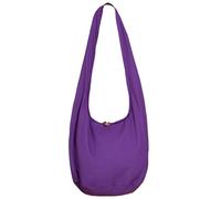 PANASIAM Borsa a tracolla donna & uomo | Modello grande e leggero in cotone - Borsa a spalla con cerniera e tasca interna extra, 2 misure | Accessorio unisex resistente - viola L