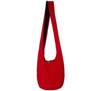 PANASIAM Borsa a tracolla donna & uomo, Modello grande e leggero in cotone, Borsa a spalla con cerniera e tasca interna extra, 2 misure, Accessorio unisex resistente, rosso L