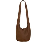 PANASIAM Borsa a tracolla donna & uomo | Modello grande e leggero in cotone - Borsa a spalla con cerniera e tasca interna extra, 2 misure | Accessorio unisex resistente - marrone L