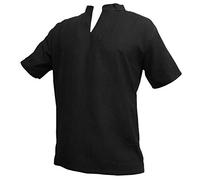 PANASIAM Camicia Estiva da Pescatore, in Cotone Extra Sottile, fine, Morbido, Nera e Bianca, M, L, XL, XXL e XXXL, Senza Bottoni