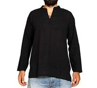 PANASIAM Camicia Estiva da Pescatore, in Cotone Extra Sottile, fine, Morbido, Nera e Bianca, M, L, XL, XXL e XXXL, Senza Bottoni