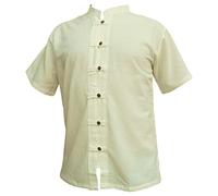 PANASIAM Camicia Pescatore Patta con Bottoni - Camicia Estiva Leggera | Camicia pescatore in cotone, manica corta o lunga da uomo, vestibilità comoda, bottoni in legno anche come camicia medievale