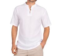 PANASIAM Camicia Thai Uomo Manica Corta, Cotone, Stile Pescatore