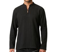 PANASIAM Camicia Thai Uomo Manica Lunga, Cotone, Stile Pescatore