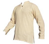 PANASIAM Camicia Thai Uomo Manica Lunga, Cotone, Stile Pescatore