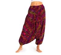 PANASIAM Pantaloni Aladin in viscosa batik, Unisex, comodi, estate