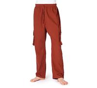 PANASIAM Pantaloni cargo | Comodi pantaloni estivi da uomo con 4 pratiche tasche | Pantaloni in tessuto in cotone | Unisex, Rosso-bruno, XL