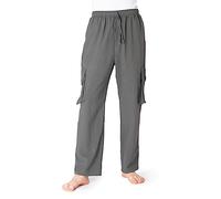 PANASIAM Pantaloni cargo | Comodi pantaloni estivi da uomo con 4 pratiche tasche | Pantaloni in tessuto in cotone | Unisex, grigio., L