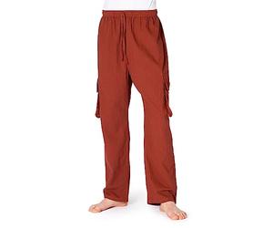 PANASIAM Pantaloni cargo | Comodi pantaloni estivi da uomo con 4 pratiche tasche | Pantaloni in tessuto in cotone | Unisex, Rosso-bruno, XL