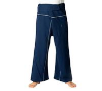 PANASIAM Pantaloni da Pescatore Thai - Pantaloni a Portafoglio 2 Lunghezze | Per donna & uomo, cotone, vita regolabile, pantaloni yoga arti marziali, anche in lunghezza lunga, design a righe a contrasto