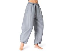 PANASIAM Pantaloni Harem Tinta Unita, Grigio M