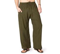 PANASIAM Pantaloni Leggeri in Cotone - Stile Pantaloni da Pescatore Thai | Pantaloni comodi, pantaloni da infilare unisex, vita elasticizzata & coulisse, ideali per smart working, ospedale & yoga