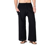 PANASIAM Pantaloni Leggeri in Cotone - Stile Pantaloni da Pescatore Thai | Pantaloni comodi, pantaloni da infilare unisex, vita elasticizzata & coulisse, ideali per smart working, ospedale & yoga