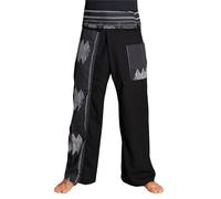 PANASIAM Pantaloni Pescatore Thai Cotone - Pantaloni a Portafoglio - Unisex | Pantaloni thai, anche per yoga o arti marziali, vestibilità regolabile in 2 lunghezze, tecnica a portafoglio, motivo tessuto