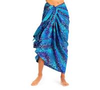 PANASIAM sarong blu disegni, telo mare pareo batik fatto a mano sciarpa fazzolet