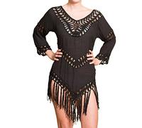 PANASIAM Tunica da Spiaggia Ibiza Donna - Abito Estivo Leggero 100% Cotone - Tunica Boho/Poncho da Spiaggia, Pareo & Kimono Cover-Up per Vacanze & Festival