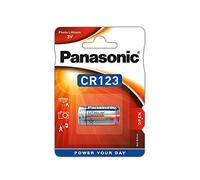 Panasonic CR123 batteria al litio cilindrica per dispositivi leggeri con elevato fabbisogno energetico come rilevatori di fumo, sistemi di allarme, proiettori, telecamere, 3V, confezione da 1
