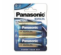 Panasonic batteries Batteria alcalina Panasonic EVOLTA Blister 2 D, LR20, confezione da 2, 1.5V, batteria premium con energia extra di lunga durata, batteria alcalina, blu