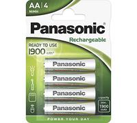 Panasonic Batterie Ricaricabili Stilo AA, Pronto al Uso, 1900 mAh, Blister 4, Argento