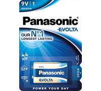 Panasonic batteries Batteria alcalina Panasonic EVOLTA 9 volt, LR61, 1 confezione, 9V, batteria premium con energia extra di lunga durata, batteria alcalina, Blu