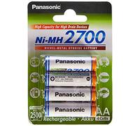 Panasonic BK-3HGAE/4BE - Pile AA Mignon NI-MH ricaricabile, 2700 mAh, confezione da 4