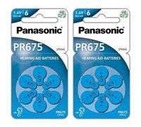 60 batterie per apparecchi acustici Panasonic PR44 675 blu (10 blister da...