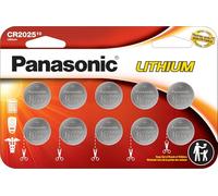 Panasonic CR2025 - Batterie a bottone al litio a lunga durata, 3,0 V, resistenti ai bambini, confezione standard, 10 pezzi (confezione da 1)