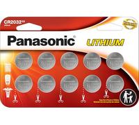 Panasonic CR2032 3.0 Volt Lithium Coin Cell Batteries - 10 Pack