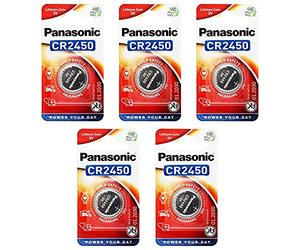 Panasonic CR2450 - Batteria a bottone da 3 V al litio, confezione da 5 batterie