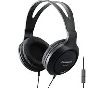 Panasonic Cuffie leggere sopra l'orecchio cablate cuffie con microfono, audio e XBS per bassi extra, cavo lungo, jack da 3,5 mm per telefoni e laptop - RP-HT161M (nero)