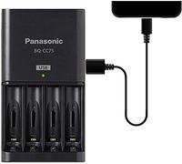 Panasonic eneloop - Caricabatterie singolo avanzato con 4 indicatori di carica a LED Caricabatterie con USB Nero
