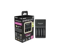 Panasonic eneloop Caricabatterie SmartPlus per 1-4 batterie AA/AAA Ni-MH, con 4 indicatori LED e 10 funzioni di sicurezza, tra cui 4 batterie eneloop AA/Mignon, min. 2500 mAh (spina britannica)