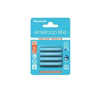 Panasonic eneloop lite, batteria NiMH pronta all'uso, AAA ministilo, confezione da 4 pile, min. 550 mAh, 3000 cicli di carica, bassa autoscarica, batteria accumulatore ricaricabile