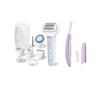 Panasonic ES-EYL9-P503 Cordless Wet & Dry Epilator and Eyebrow/Facial Epilator for Women, Short Hair Removal, 3 Speeds, Foot Care Accessories and Bikini Trimmer, White/Light Purple