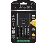 Panasonic K-KJ75KHC4BA - Caricabatteria avanzato con porta di ricarica USB e batterie ricaricabili 4AA Eneloop Pro ad alta capacità