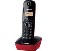 Panasonic KX-TG1611JTR Telefono Cordless DECT Singolo con Base Montabile a Parete, Nero/Rosso
