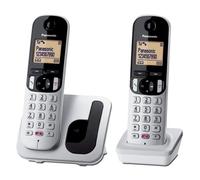 Panasonic KX-TGC252SPS Telefono Senza Fili Digitale Per Anziani Con Blocco Chiamate Non Desiderate, Schermo Di Facile Lettura, Altoparlante Vivavoce Sveglia, Due Telefoni, Argento