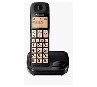 Panasonic KX-TGE110E - Telefono cordless single DECT con tasti grandi, con blocco delle chiamate indesiderate e display LCD (confezione con ricevitore singolo), nero