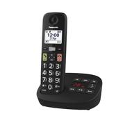 Panasonic KX-TGU130EXB Telefono Cordless Digitale con Segreteria Telefonica, Unità Base e 1 Ricevitore, Display LCD, Tasti Grandi, Fav Call, Compatibile con gli Apparecchi Acustici, Nero