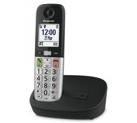 Panasonic KX-TGU410EXB - Telefono digitale senza fili con segreteria telefonica, unità base e 1 combinato, schermo LCD, chiamate preferite, lampada torcia, compatibile con apparecchi acustici, nero e